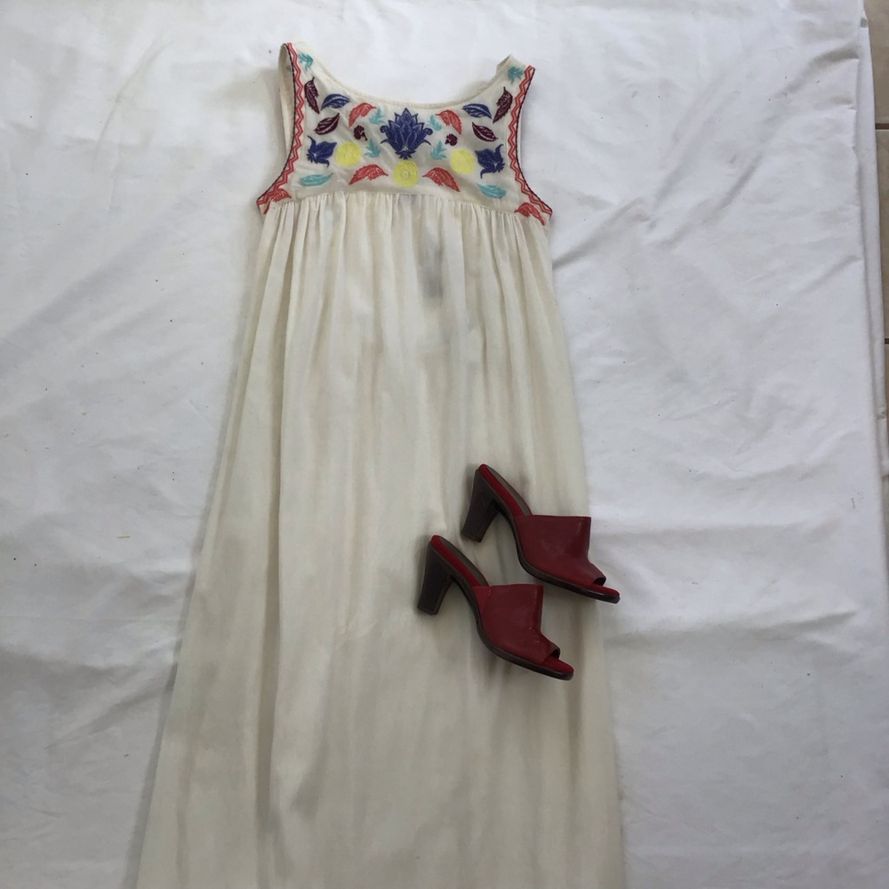 Zingara Women Elegant Fun White Embroidered Maxi Dress S - Picture 2 of 12